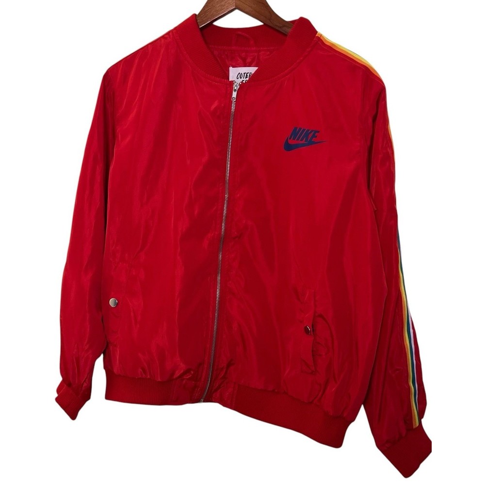 Vintage 80s Outer Edge Rainbow Jacket Red Windbreaker Women's Size 2XL NOT NIIKE